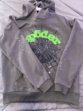 Brown Pullover Hoodie with Neon Yellow Graphic